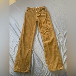 Tory Burch Brown Corduroy Pants, Straight Leg with Button Up Closure - Size 24
